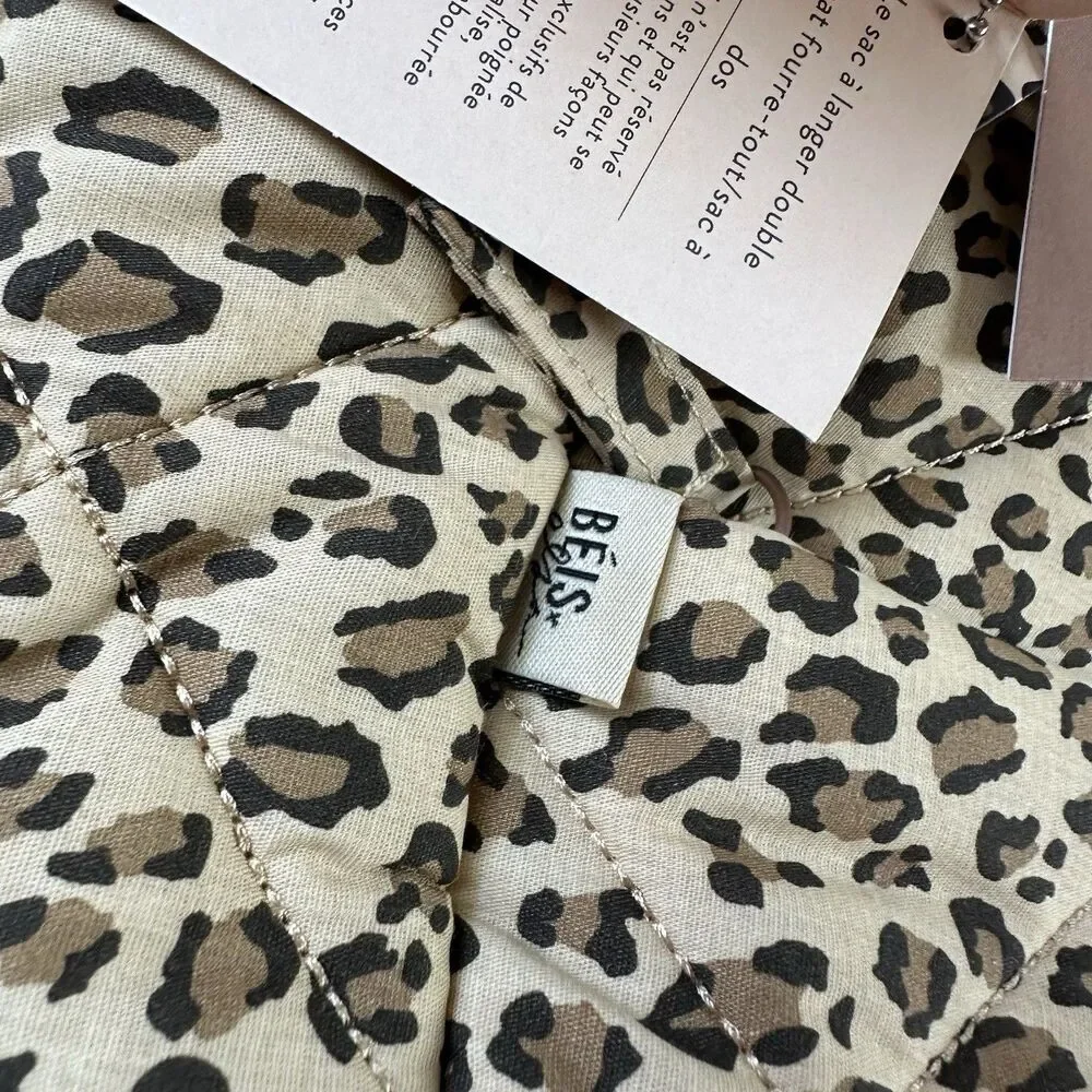 NWT BEIS x Elsa Hosk Quilted Backpack Tote Diaper Bag in Animal Print Wild Child